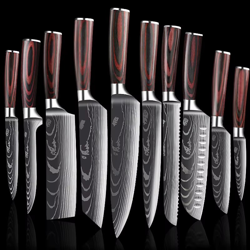 KNIV MED DAMASCUSMÖNSTER