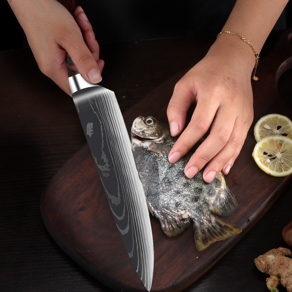 KNIV MED DAMASCUSMÖNSTER