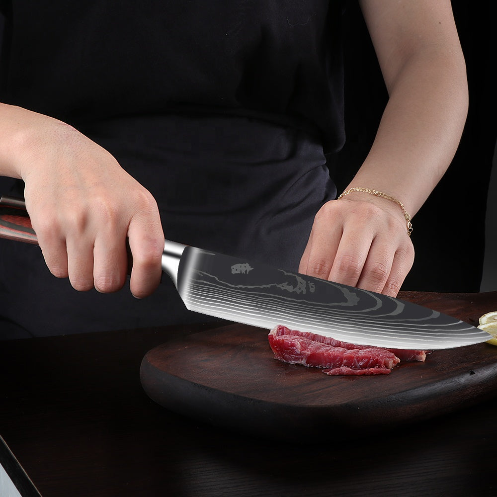 KNIV MED DAMASCUSMÖNSTER